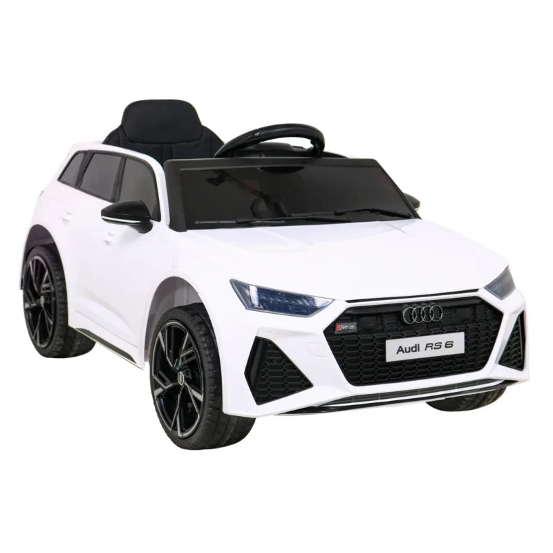 Auto na akumulator Audi RS 6 dla dzieci - Białe - Pilot, Koła EVA, Wolny Start, LED i Panel Audio