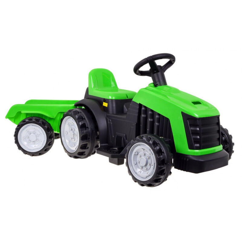 Zielony Traktor z Przyczepą – Idealny dla Małych Kierowców