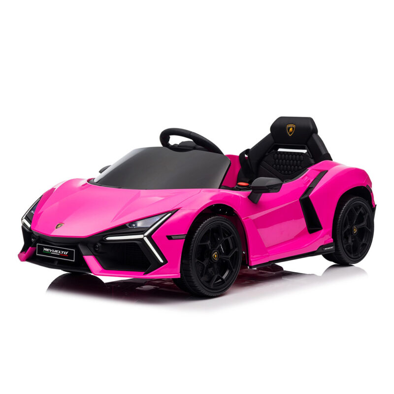 Lamborghini Revuelto Dla Dzieci – Różowy Licencjonowany Elektryczny Pojazd 12V z Kołami EVA i Skórzanym Fotelem