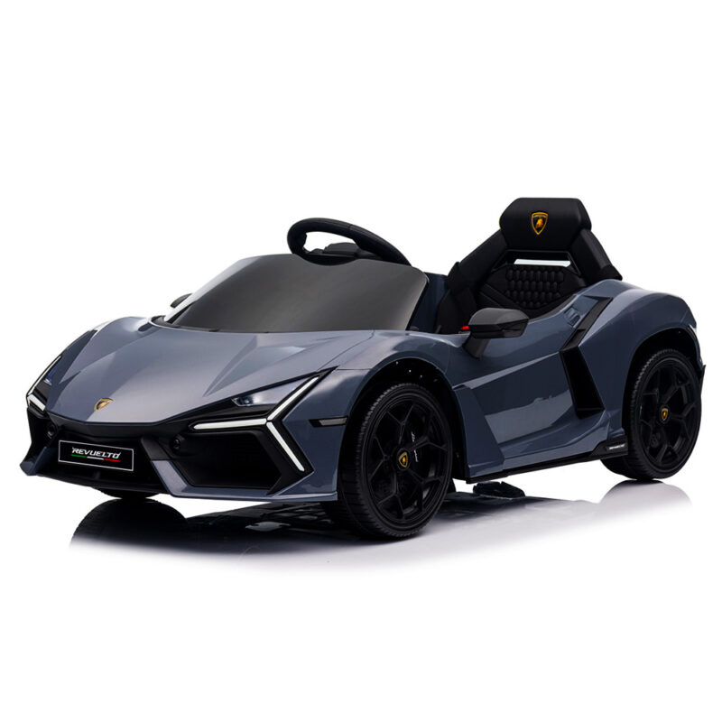 Lamborghini Revuelto Dla Dzieci – Szary Licencjonowany Elektryczny Pojazd 12V z Kołami EVA i Skórzanym Fotelem