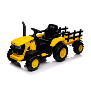 Mega Traktor HL‑3388 na Akumulator z Przyczepą Żółty – 2 Silniki, Miękkie Siedzenie, Pilot 2.4 GHz