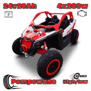 Buggy Maverick Turbo RR Ultimate Czerwony –  Pompowane Koła, 24V20ah, 4x200W, 2 tryby jazdy