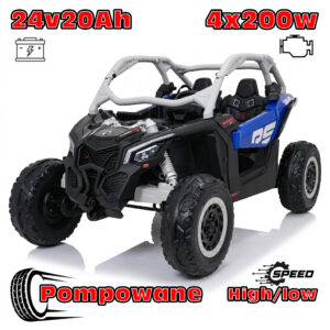 Buggy Maverick Turbo RR Ultimate Niebieski – Pompowane Koła, 24V20ah, 4x200W, 2 tryby jazdy