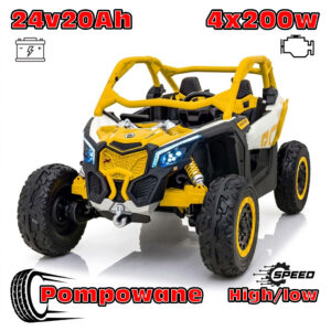 Buggy Maverick Turbo RR Ultimate Żółty – Pompowane Koła, 24V20ah, 4x200W, 2 tryby jazdy