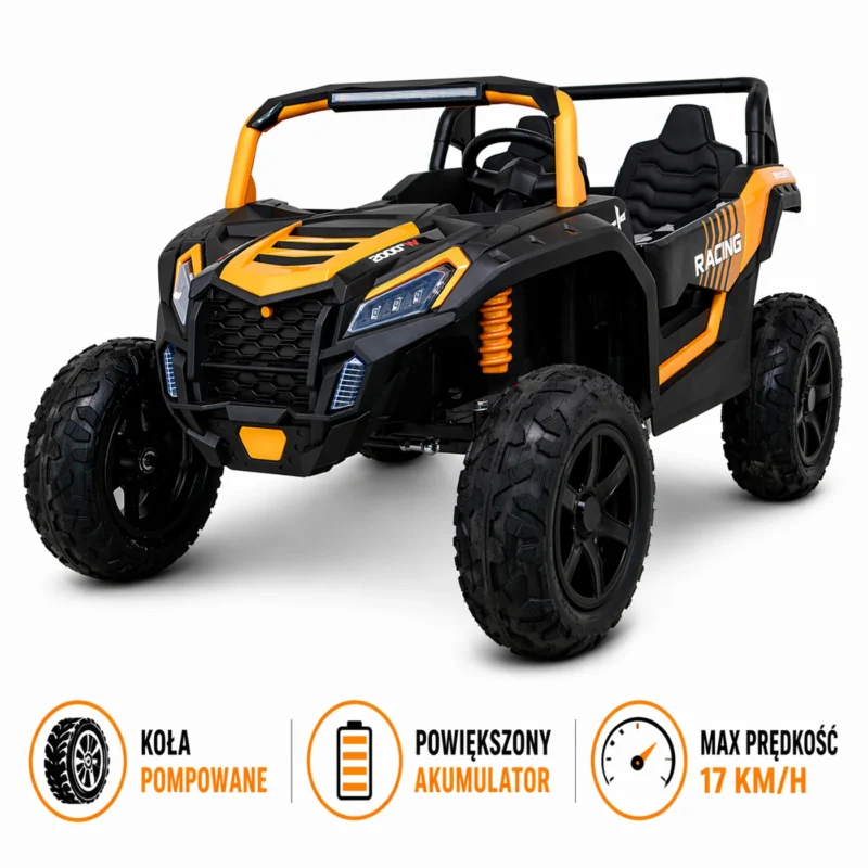 Buggy ATV Strong Racing Pro Terrain Złoty 24V 2-osobowy – Pompowane Koła, 17 km/h, Auto na Akumulator dla Dzieci 3–8 lat