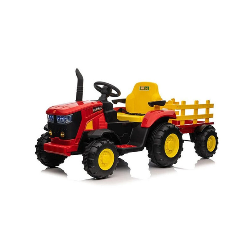 Mega Traktor HL‑3388 na Akumulator z Przyczepą Czerwony – 2 Silniki, Miękkie Siedzenie, Pilot 2.4 GHz